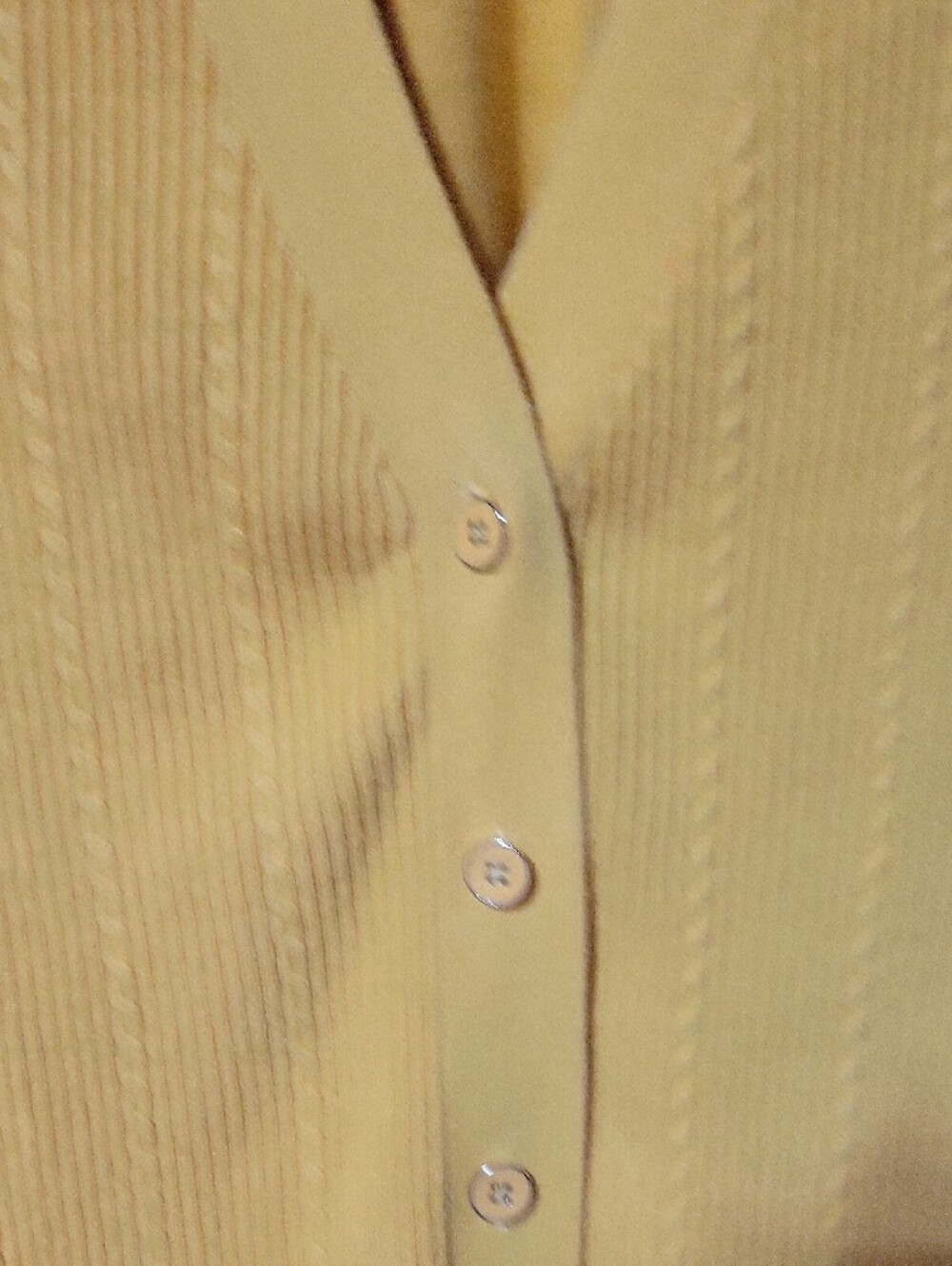 Talbots Sunny Yellow Ribbed Button-Front Cardigan - Picture 3 of 4